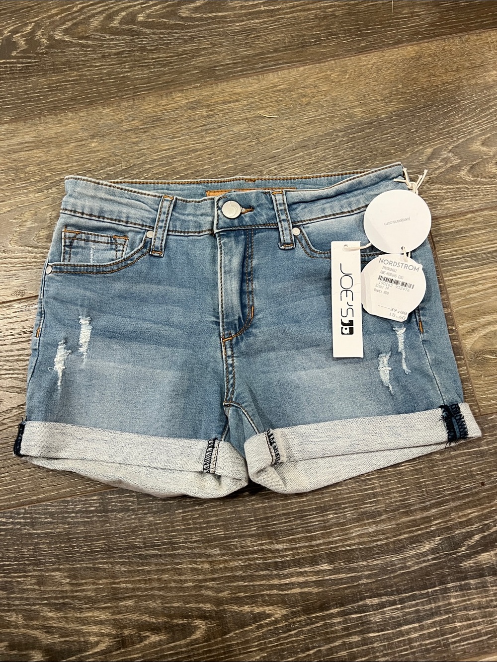 Joe's Jeans Light Wash Rolled Cuff Distressed Denim Shorts